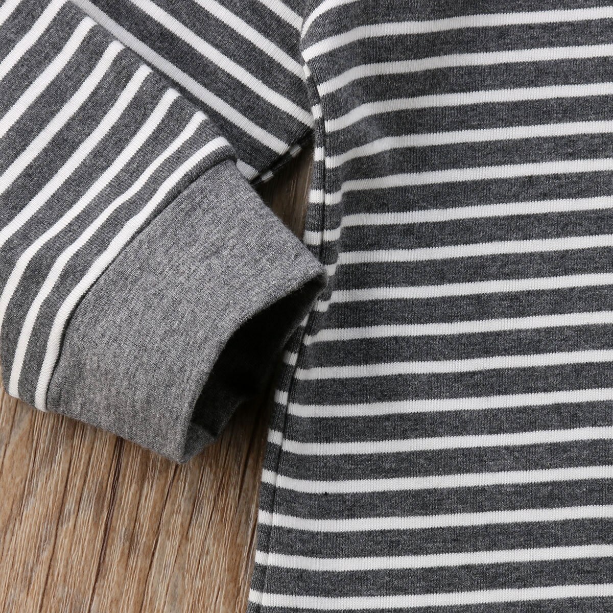 0-24M printemps automne tenues enfant en bas âge bébé filles garçons à capuche à manches longues simple boutonnage gris rayé combinaisons barboteuses