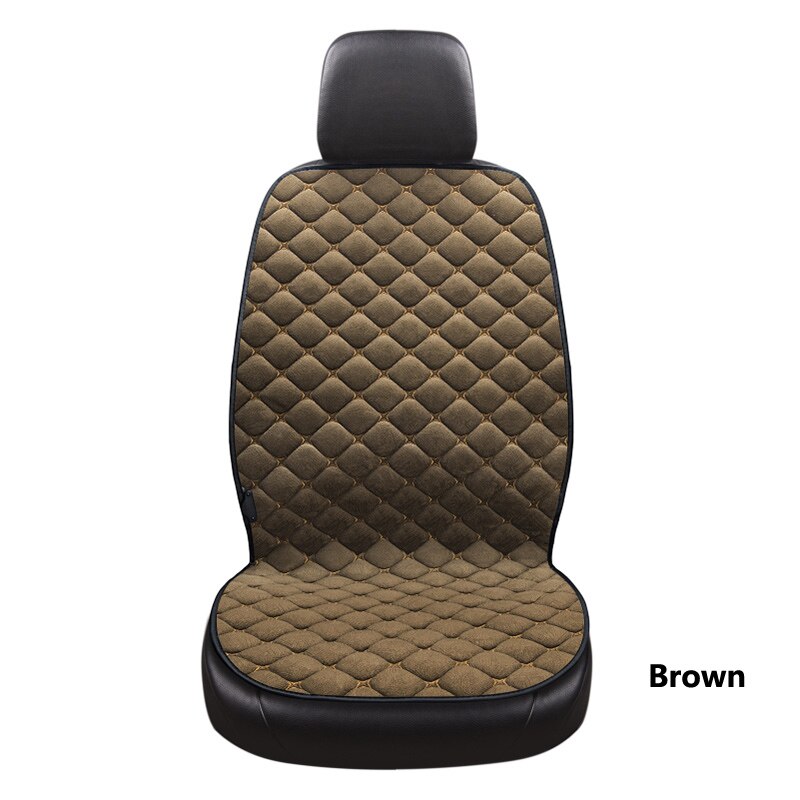 Couverture de siège de voiture chauffante 12V, couvre-siège de voiture: Single seat brown-DE