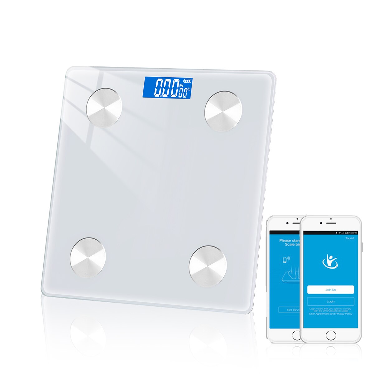 Balance de corps de salle de bains intelligente sans fil Bluetooth balances numériques électroniques au sol Balance de poids analyseur de Composition corporelle: white 3