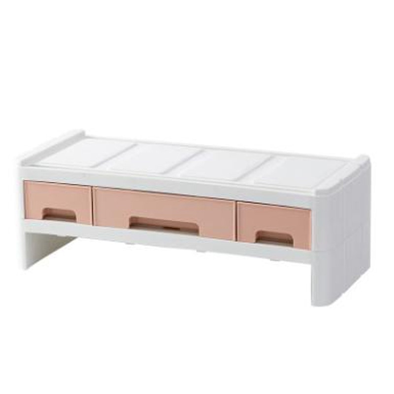 Monitor de riser gaveta organizador desktop caixa de armazenamento gabinete organizador caixa de gavetas unidades computador aumentando rack: White pink