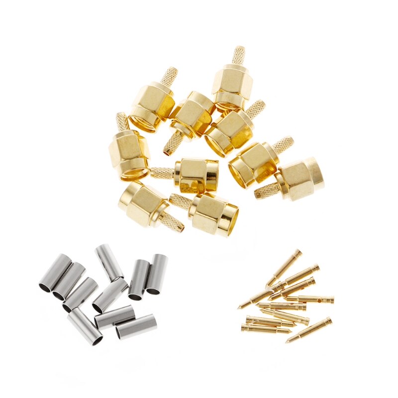 10 sztuk SMA męski zacisk wtyku RG174 RG316 LMR100 kabel RF złącze