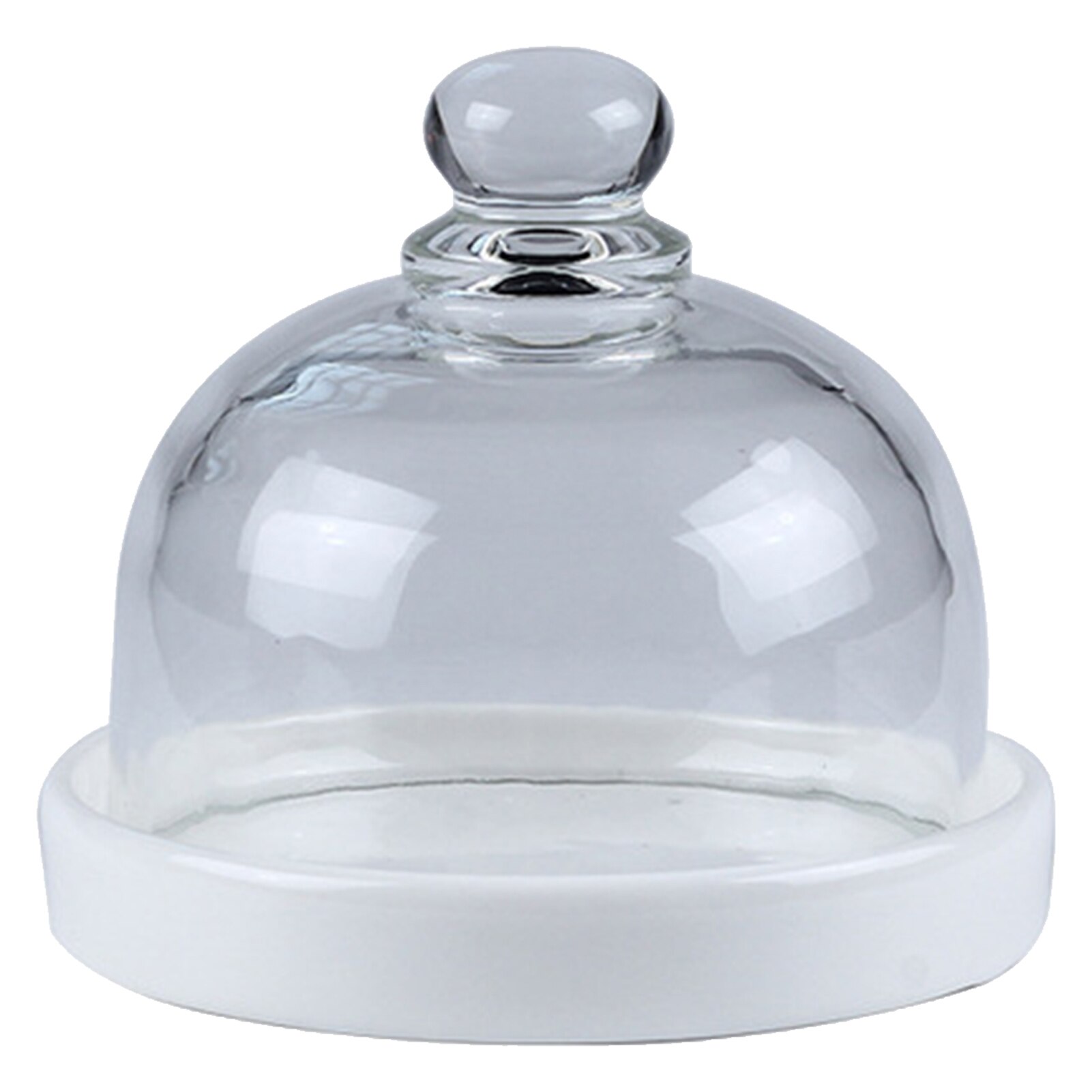 Nordic Ceramic Fruit Cake Tray With Lid Transparent Glass Cover Dessert Plate Food Display Decorative Kitchen Storage Container: 02