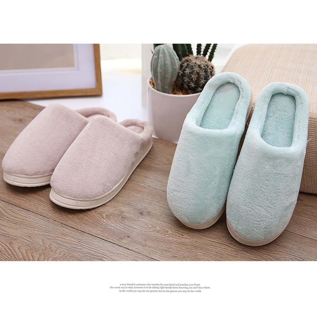 Solid Color Home Wood Floor Cotton Slippers