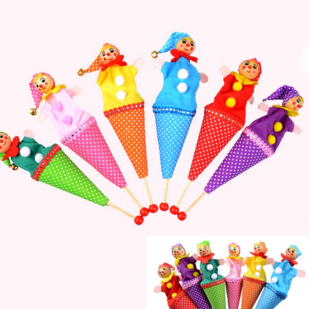 Baby Clown Cartoon Rattle Toys Retractable Smiling Clown Hide Seek Play Jingle Bell Stuffed For Children Dolls Educational Toys