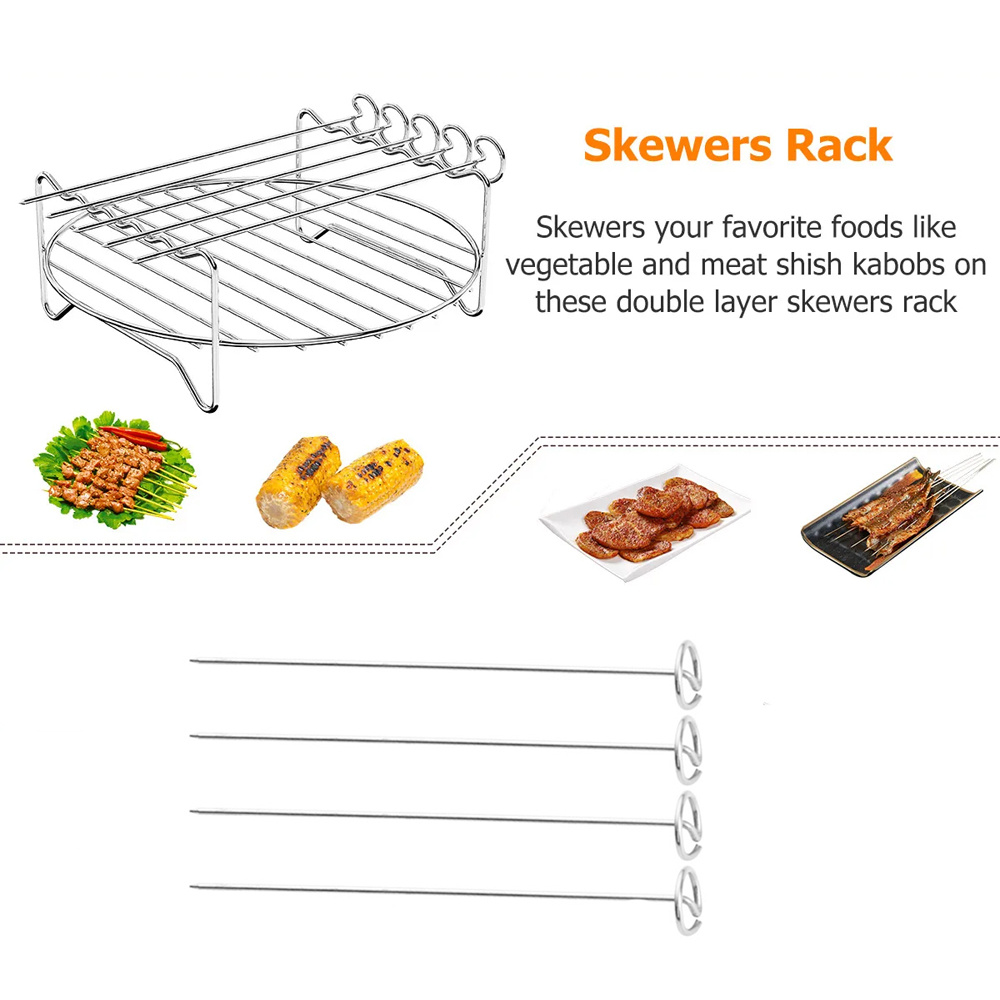 Luchtfriteuse Roestvrijstalen rek Lade en stomende rekken Luchtfriteuse Gereedschap Bakpan BBQ Gril Bakken Fornuis Accessoires Kookgerei