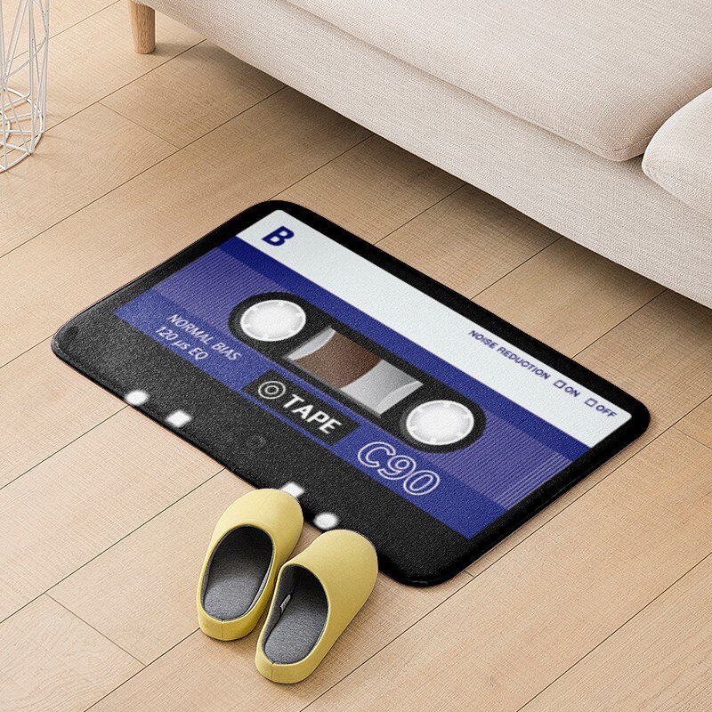Felpudo antideslizante con cinta musical para decoración de puerta, Alfombra de franela gruesa con patrón de tendencia de Hip-hop, para baño y sala de estar: style7