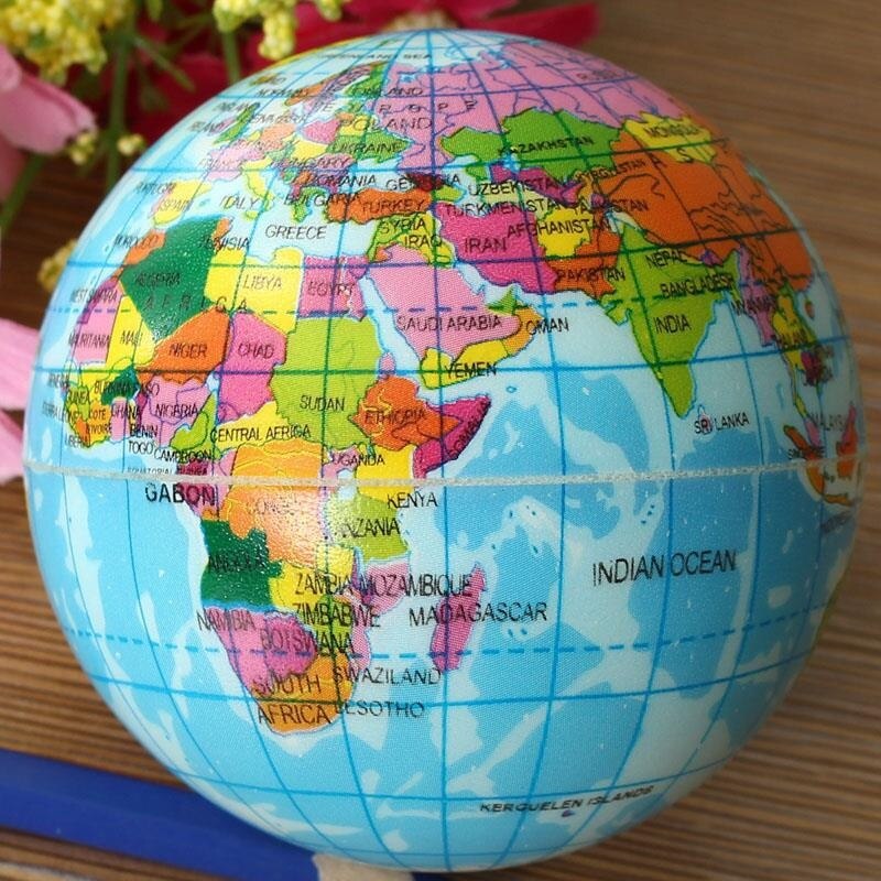 1 stuk zachte knijpspeelgoedballen van pu-schuim, drukverlichting wereldkaart, speelgoedbal, knijpen, anti-stress, drukverlichting wereldkaart