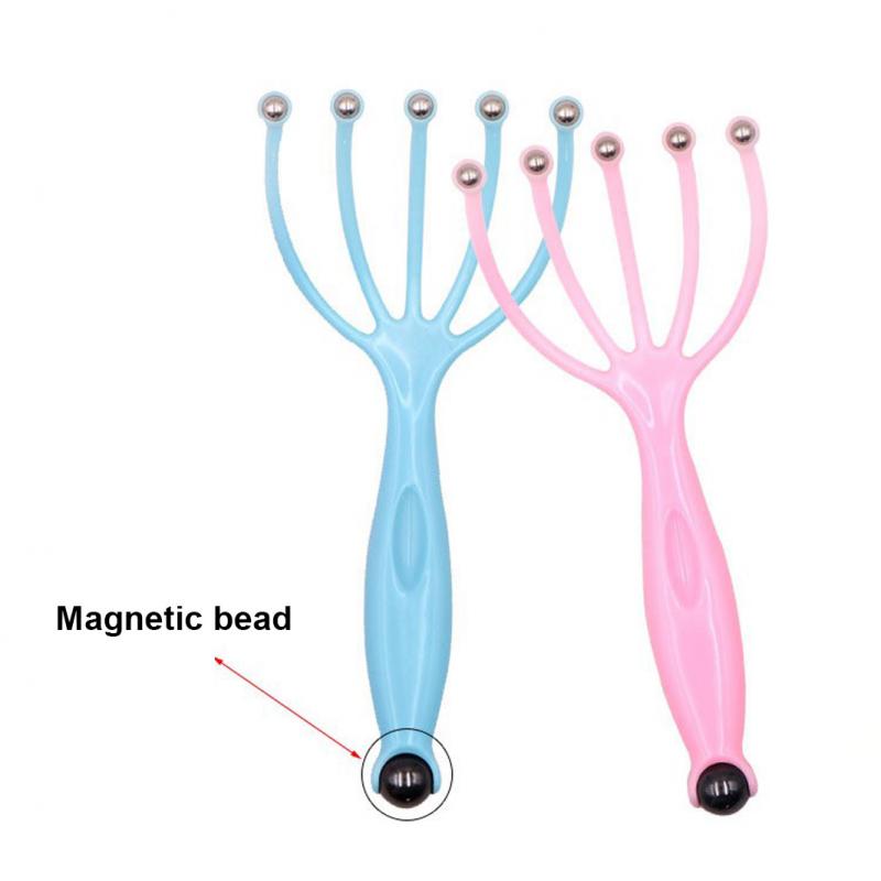 Masajeador de cabeza con cuentas magnéticas, rascador de cabeza Manual para el cuidado de la salud, gancho de masaje para cuero cabelludo de plástico, herramienta de relajación, 1 ud.