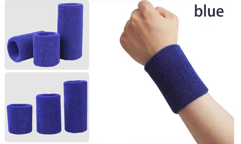 Muñequera deportiva de 8cm para hombre y mujer, 100% de muñeca de algodón para el sudor, Protector para tenis, baloncesto y bádminton: Blue