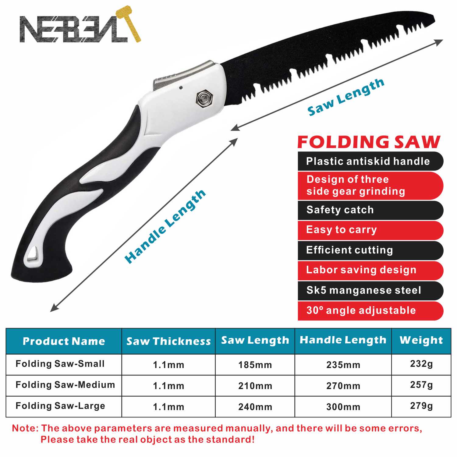 Folding Saw Heavy Duty Extra Long Blade Hand Saw for Wood Camping, Dry Wood Pruning Saw With Hard Teeth SK-5 Steel