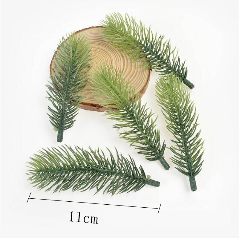 Plast 10 stk juletræ bryllupsdekorationer buket tilbehør fyrretræsgrene grønne kunstige planter: Gradvis ændring 11cm