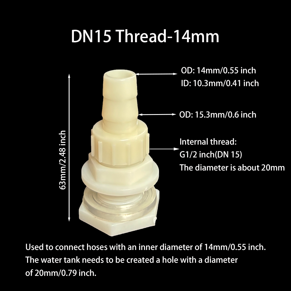 2Pcs Water Tank Hose Connector G1/2 inch DN15 Thread Outlet Plastic Poultry Pet Farming Pagoda Joint Coupling Irrigation: Blue