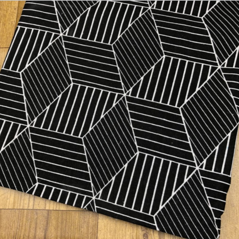 Buulqo black and white square cotton and linen fabric for DIY sewing sofa curtain tablecloth home decor cotton cloth