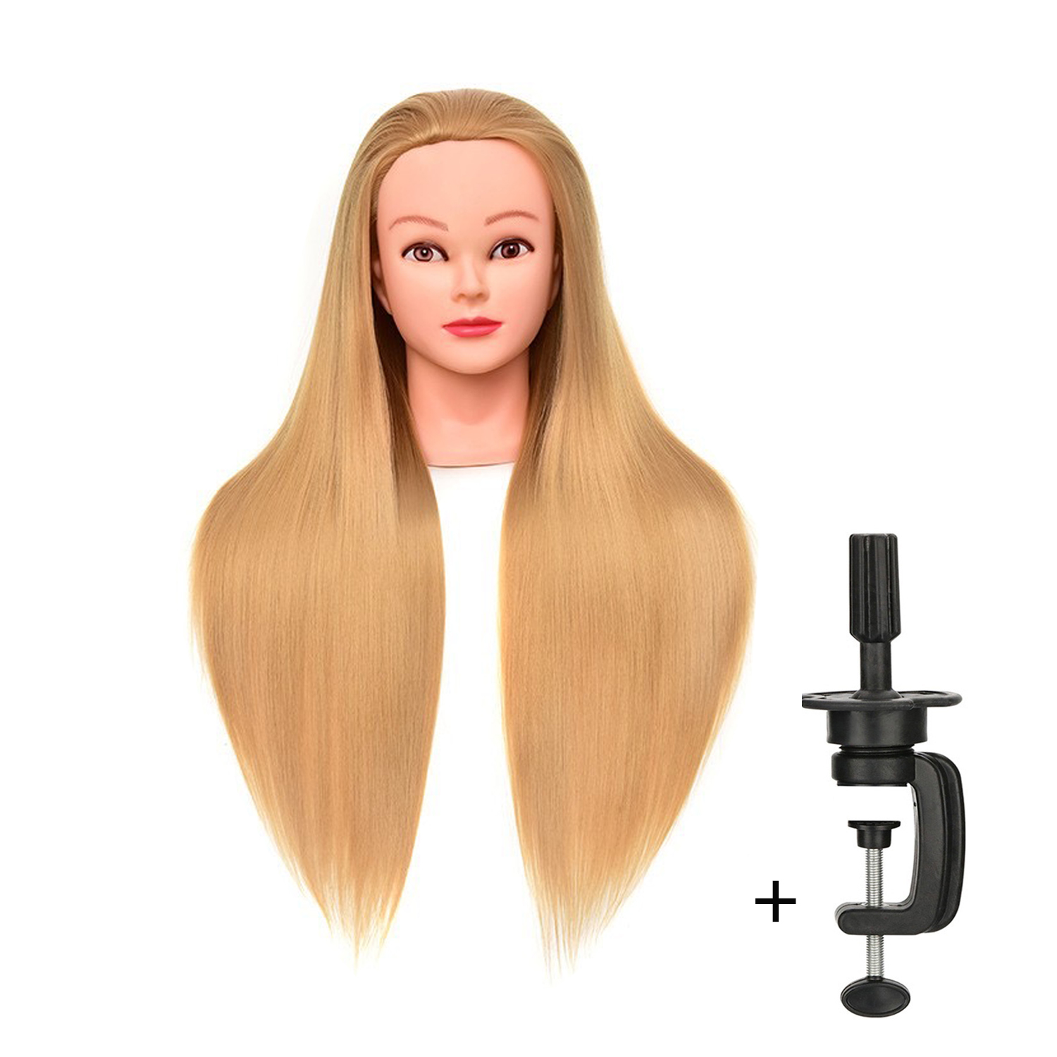 Cabeza de maniquí, cabeza de entrenamiento para peluquería trenzada, 100% de fibra de alta temperatura, maniquí femenino, cabeza de muñeca de entrenamiento: Marfíl