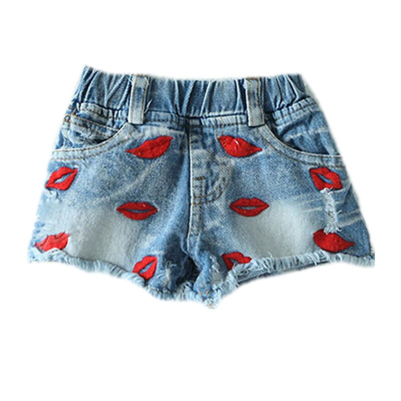 Nuovo Pannello Esterno Del Bambino Pant Red Lip Modello Stampato Denim Jean Shorts Fiammifero Di Modo di Autunno della Molla Del Bambino Infante Shorts Del Capretto vestiti: 6