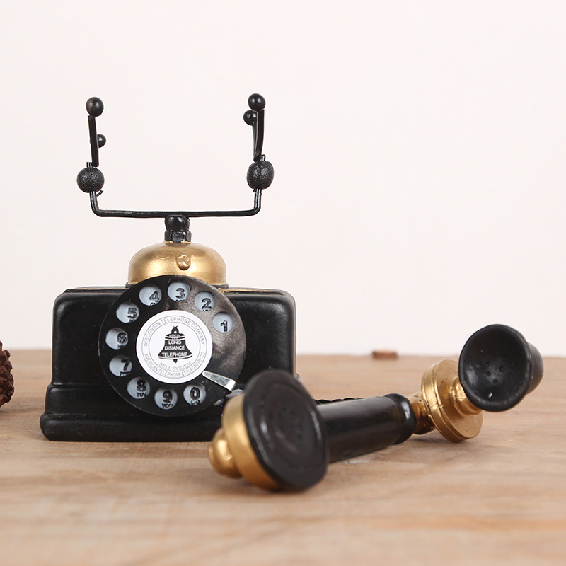 Gammeldags pladespiller telefonmodel, retro-harpiks i europæisk stil til hjemmekontor, verandadekoration, mindehåndværk