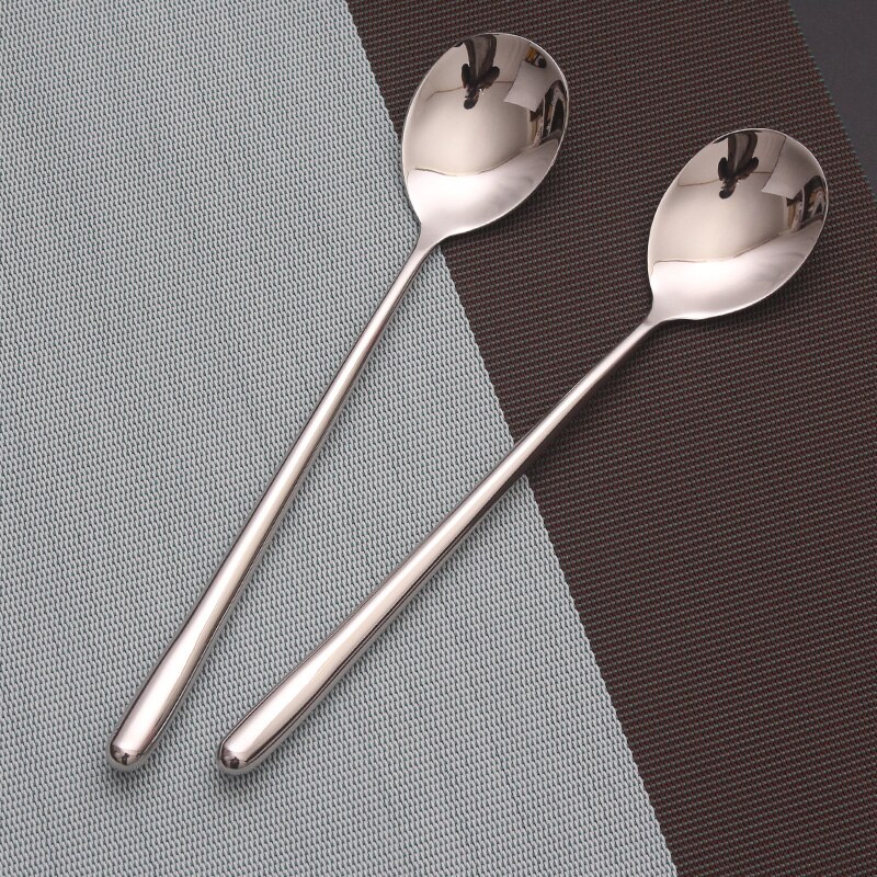Stainless Steel Tablespoon Set Long handled Dinner Spoon Coffee Ice Cream Teaspoons Soup Tea Spoons 8.7inch Tableware Cutlery