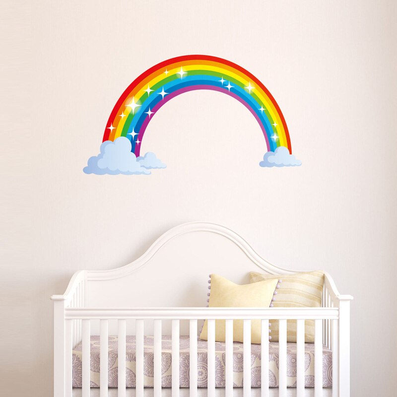 Cartoon Rainbow Cloud Wall Sticker Kids Room Bedroom Decoration Mural Art Decals Home Decor Wallpaper Nursery Stickers