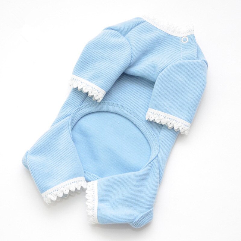 Puppy Dog Pajamas Overalls Jumpsuit Outfit Sleepwear Dogs Pyjama Yorkshire Pomeranian Poodle Schnauzer Small Dog Clothes Coat: Blue / M