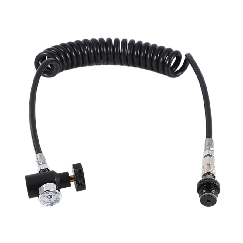 PCP Remote Hose Coil Line with Quick Disconnect & 3000Psi Mini Gauge 2.5M(Extend): Default Title