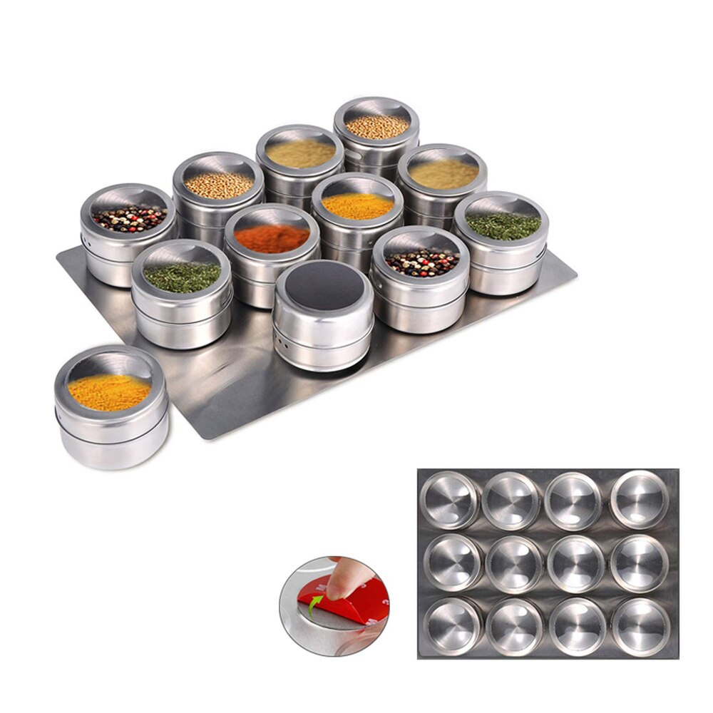 Magnetyczne słoiczki na przyprawy zestawy ze stali nierdzewnej przyprawy organizator, pieprz sitko robić przypraw pojemnik robić przechowywania z przyprawami etykiety robić kuchni