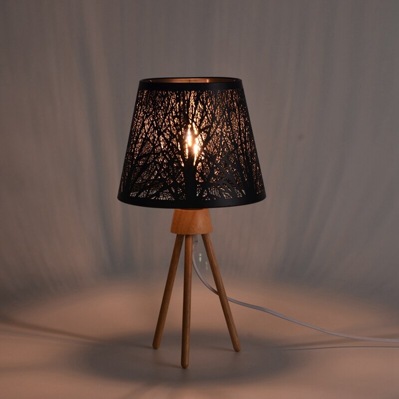 Small Lamp Shade Clip on Bulb,Barrel Metal Lampshade with Pattern of Trees for Table Chandelier Wall Lamp