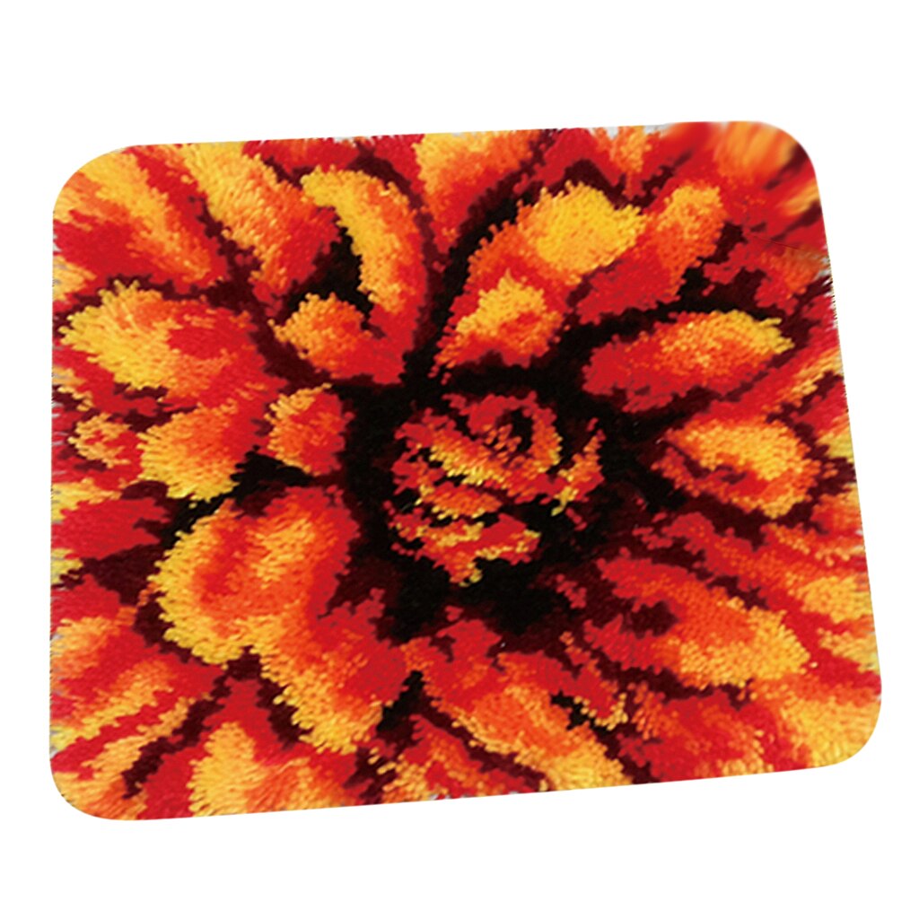 Latch Hook Kits Crochet Yarn Kits, DIY Tools Needlework Crocheting Rug Yarn Cushion Embroidery Carpet Sets, 45 x 45cm