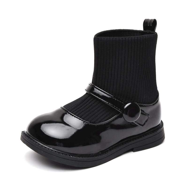 Crianças meninos botas crianças tênis de couro martin botas para meninas borracha anti deslizamento neve bota moda inverno sapatos da criança bota: Black / 27 (Insole 17.0CM)