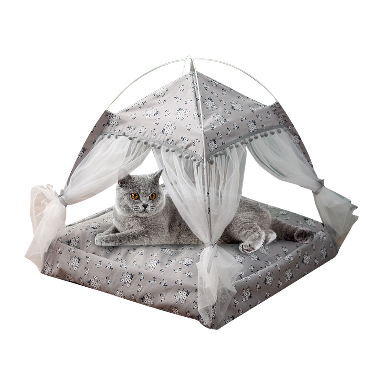Folding Pets Bed Detachable Washable Tent Nest for Small Cats Dog