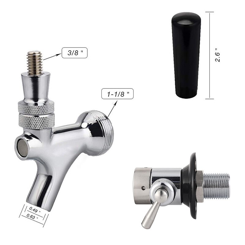 Beer Tap Faucet Shank With Regulator Chrome Plate Brass, Draft Beer Adjustable Dispenser Home brewing Beer Nipple Shank Assembly