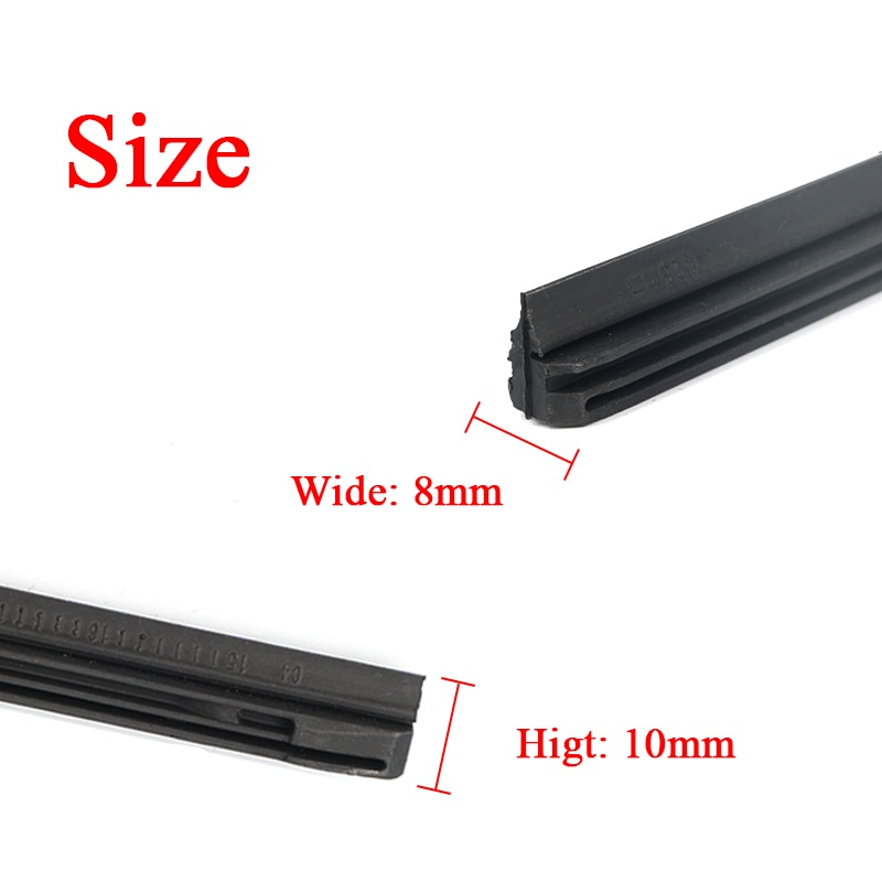 Bozxrx 2pc ingen skärande bil metall torkarblad refill 8mm 16 " 22 " 24 " 26 " vindrute vindrutetorkare refills utbytesgummi