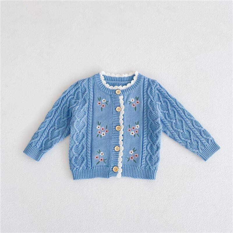 0-3Y Cardigan lavorato a maglia per bambino per ragazza maglione ricamato moda 2022 autunno nuovo 100% cotone abbigliamento per bambini costumi per ragazzi: Z317B / 0-6M