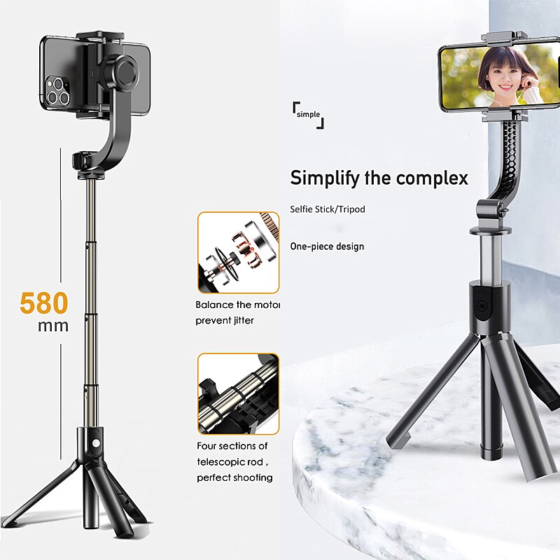 Stabilisateur de cardan portatif à axe unique, trépied Anti-secouement, Bluetooth, Zoom, télécommande, bâton de Selfie pour téléphone Gopro, caméra Actio