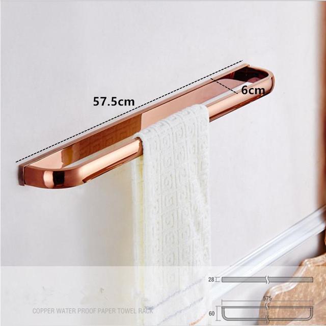 Biggers-Juego de accesorios de baño de cobre rosa de lujo, soporte de papel, barra de toalla, jabonera, soporte para vaso,: single bar