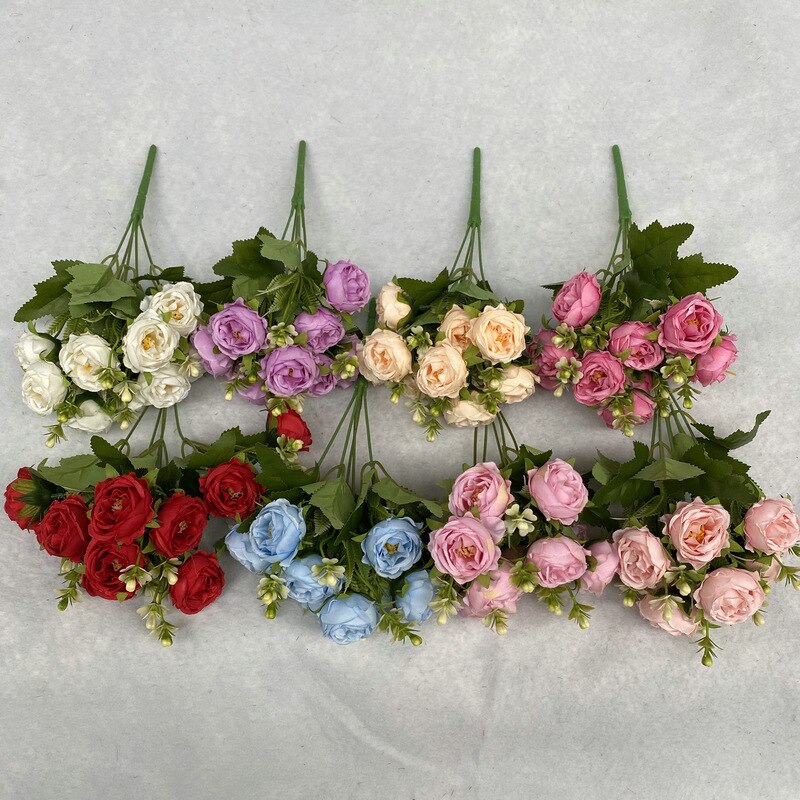 Artificial Silk Peony Gypsophila Bouquet Wedding Bride Holding Flowers Home Living Room Garden Desktop Flower Arrangement Decor