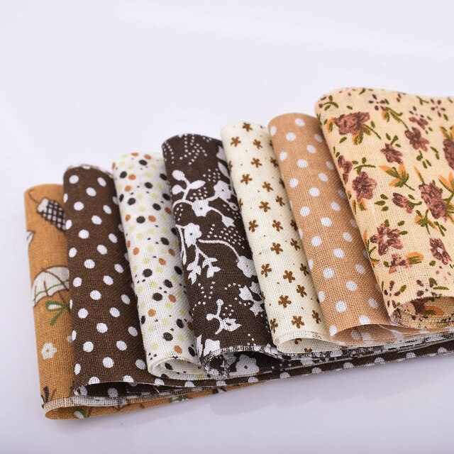 Telas de algodón fino de baja densidad, tela de retazos de tiras, Material de costura y acolchado para bricolaje, accesorios hechos a mano, 6x10 0cm/tobillo: Brown