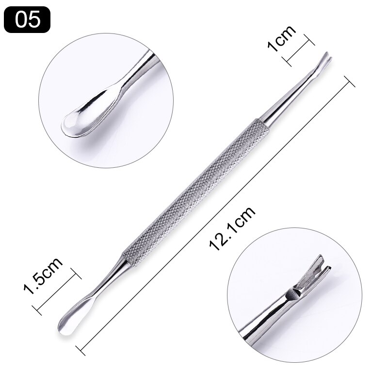 Nail Cuticle Pusher Tweezer Cutter Nipper Clipper Dead Skin Remover Predicure Nail Art Tool Dual-ended Anti-slip Handle