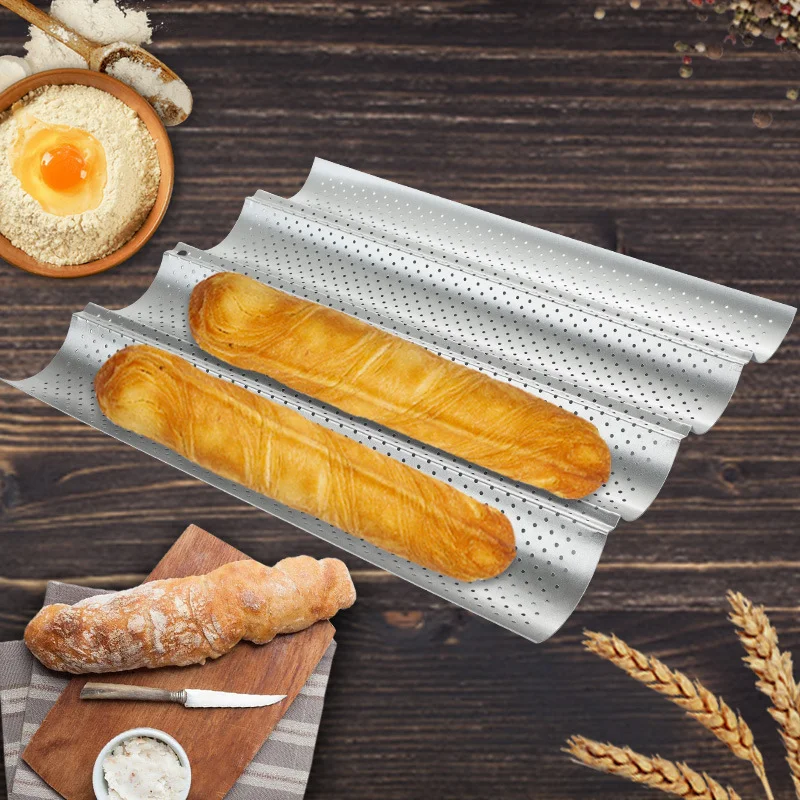 Baguette pan Frans brood bakvorm anti-aanbak 2/3/4 groef golven cake brood bakplaat broodrooster gereedschap