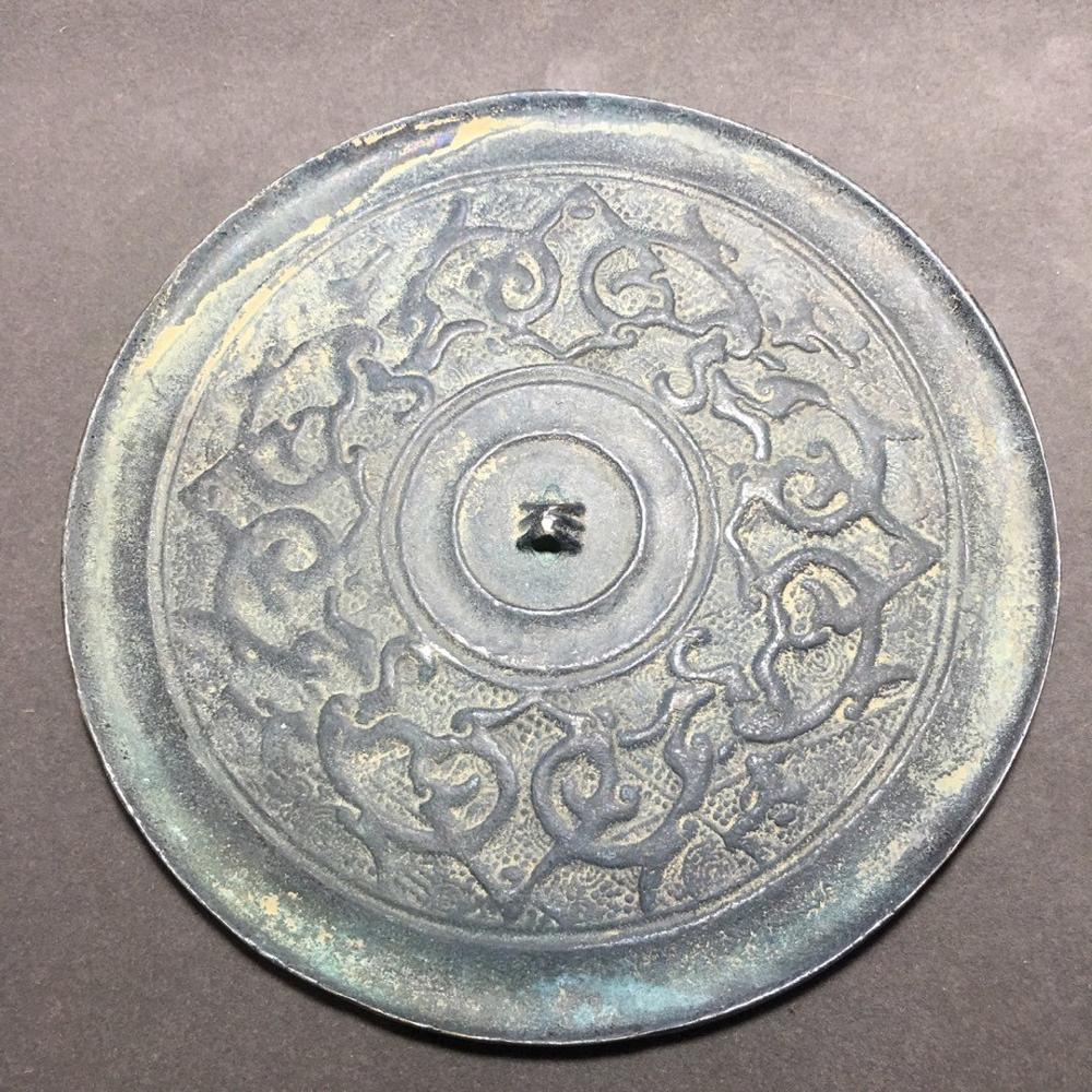 Prachtige Antieke Bronzen Spiegel (Cirkel Patroon) Ornament