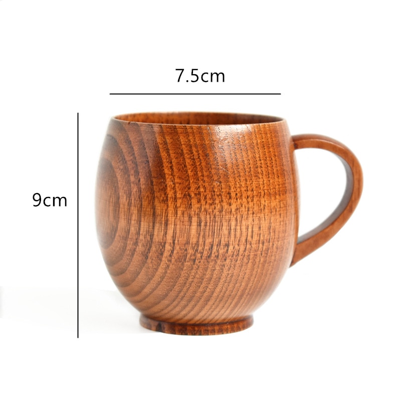 Retro handtag kopp enstaka trämuggar hela kroppen träölmugg mjölkkopp kaffekopp i trä
