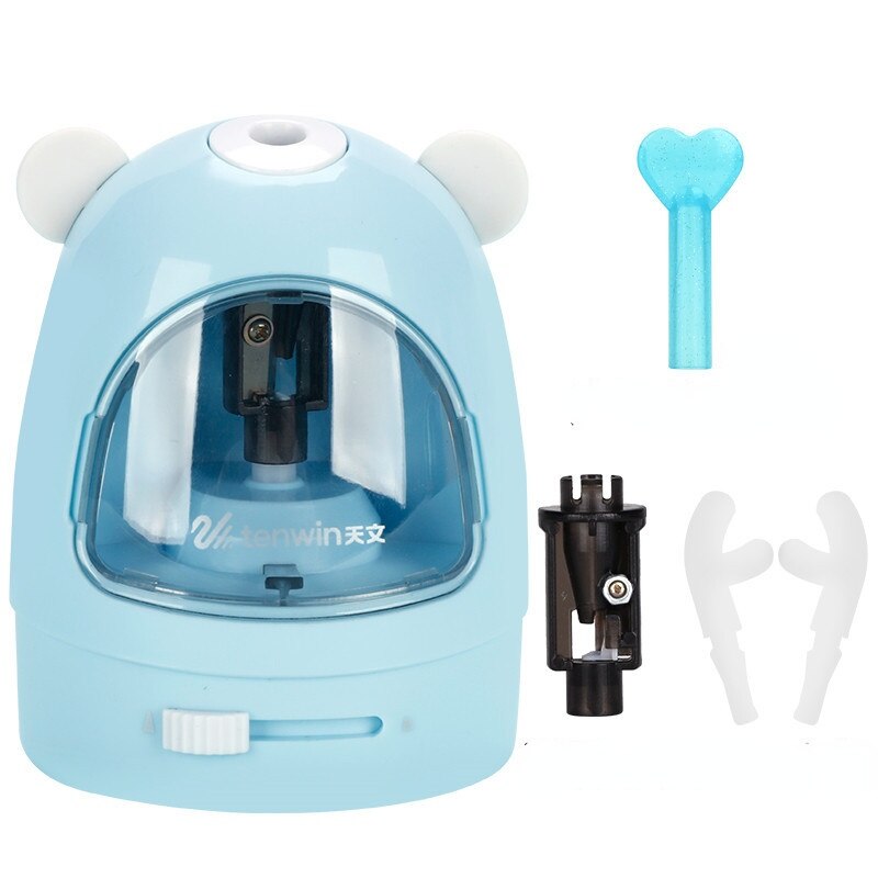 Electric Sharpener Automatic Electronic Pencil Sharpener for Kids Stationery Art School Supplies Office Desktop Children: Blue and white