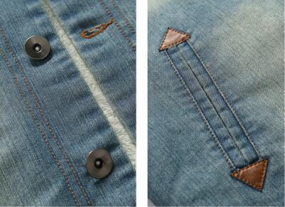 Bjergskind herre tyk denimjakke vinter efterår mandlig pels krave fløjl frakke mandlig vindtæt denim frakke s ~ 6xl