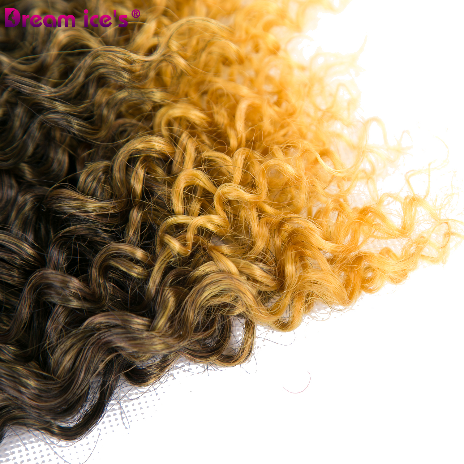 Extensiones de Cabello sintético dorado degradado, afro, tissage, sintético, corto, rizado, Dream ice's