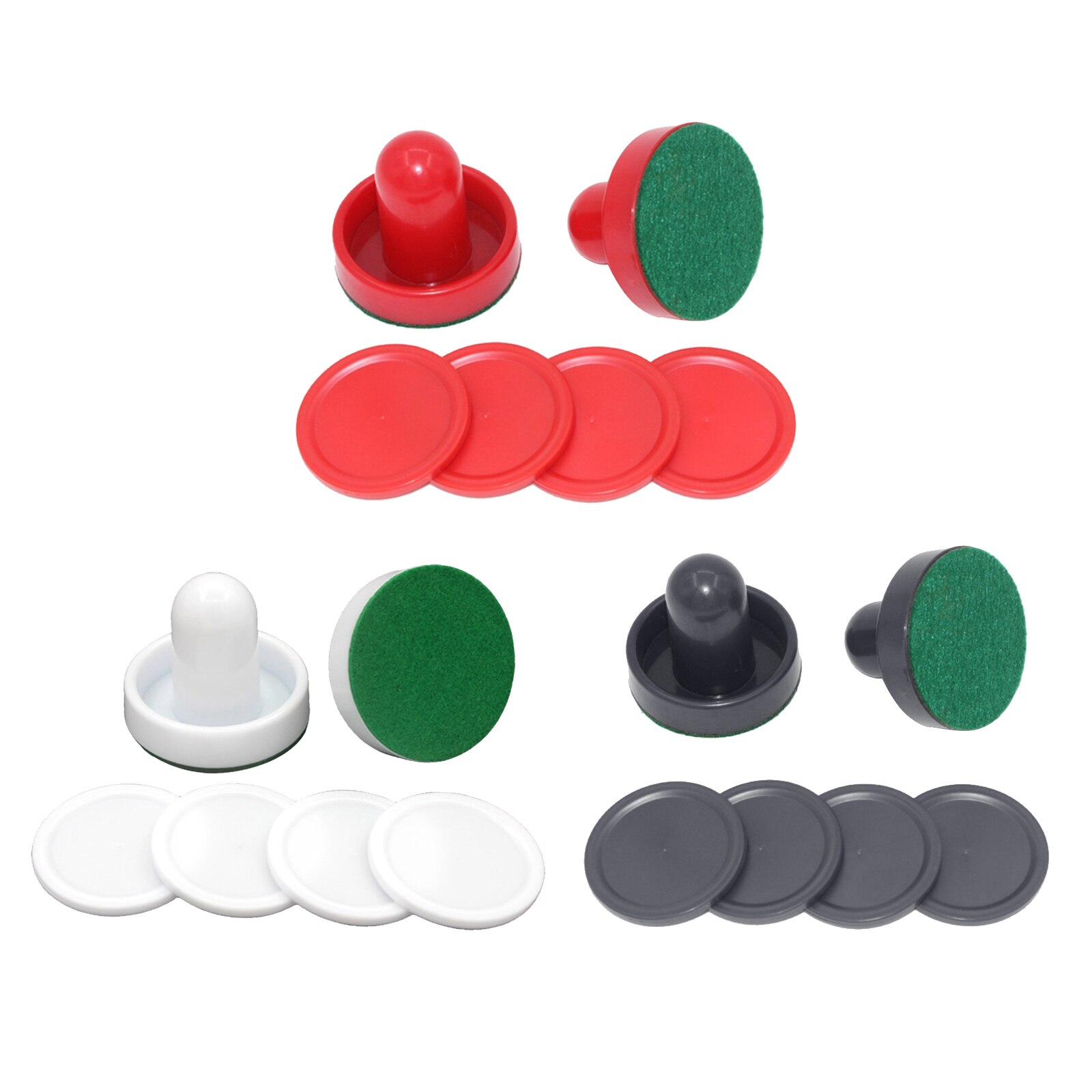 2PCS Kunststoff Air Hockey Drücker und 4PCS Pucks Ersatz für Spiel Tische Schwarz