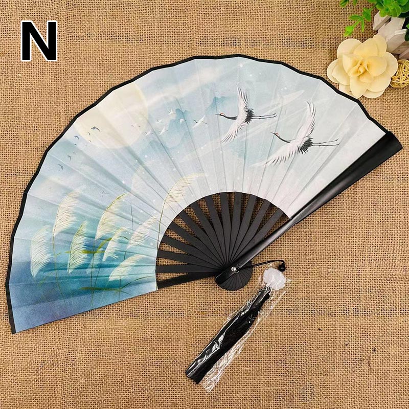 Abanico antiguo chino clásico de doble cara, abanico masculino de estilo chino, accesorios Hanfu para mujer, abanico plegable, decoración del hogar, abanico artesanal: Azul marino