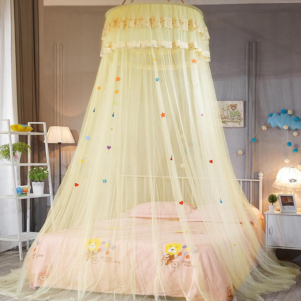 Hauteur 2.7M lit baldaquin accroché moustiquaire princesse lit tente rideau pliable auvent sur le lit fée dentelle Dossels