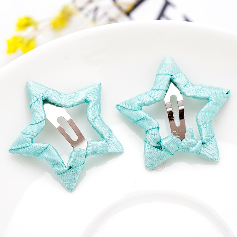 2pcs Hair Cute Pentagram Star Clip Baby Girl Hairpin Children Solid Color Kids Headwear Hair Accessories TSLM1