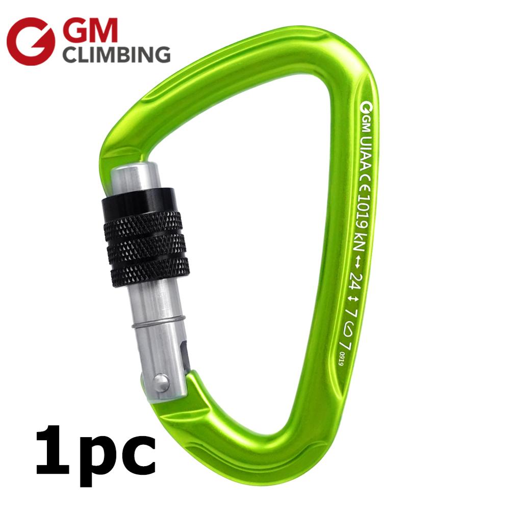 GM CLIMBING D Carabiner 24kN CE / UIAA Screw Locking Rock Climbing Carabiner Safety Lock Buckle Rescue Mountaineering Equipment: 1pc- green