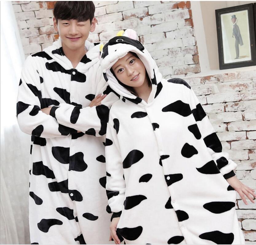 Sales Autumn and Winter Flannel Cartoon Animals Milk Cow Winter Pajamas Warm Flannel Adult Homewear