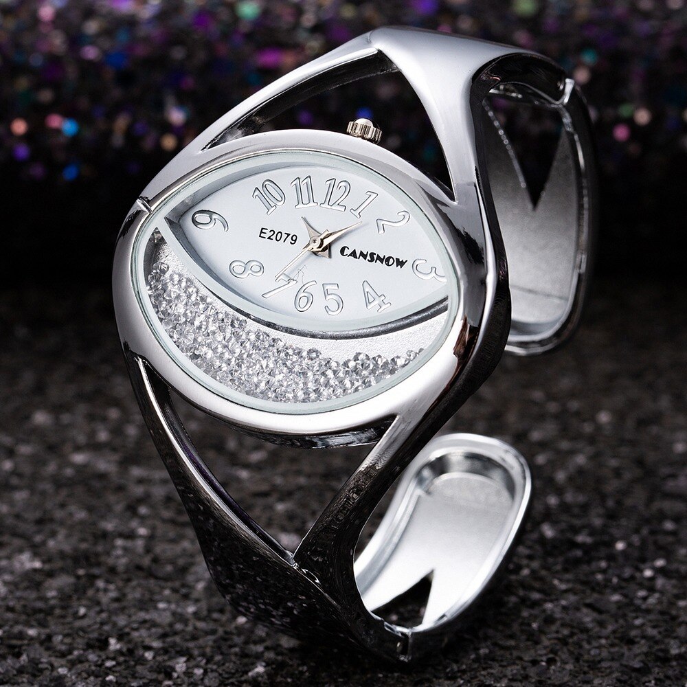 Mode Luxe Zilveren Vrouwen Horloges Armband Horloge Vrouwen Horloges Luxe Rhinestone Dames Horloge Klok